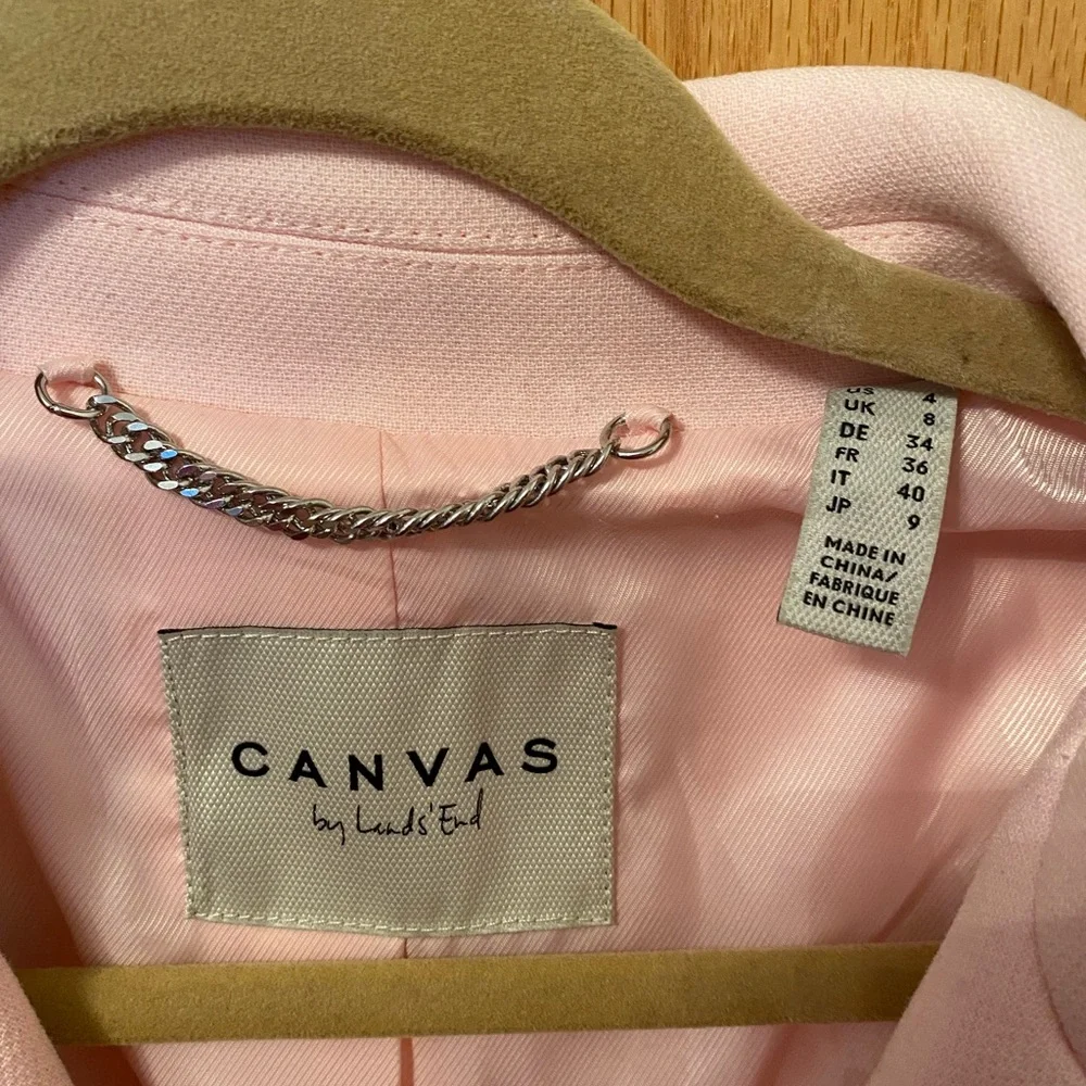 Nwot! Canvas by lands end size 4 light pink thick trench coat - Picture 2 of 6